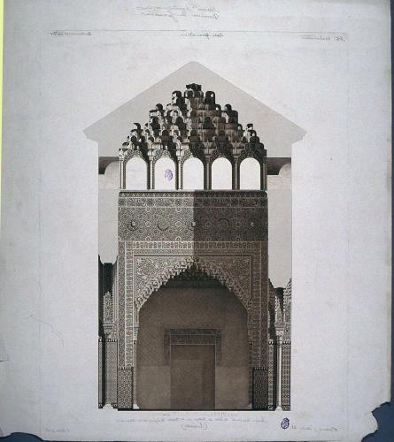 Seccion trasversal de Salon de Justica en los Reales Alcázares de la Alhambra (Granada) [sic] 