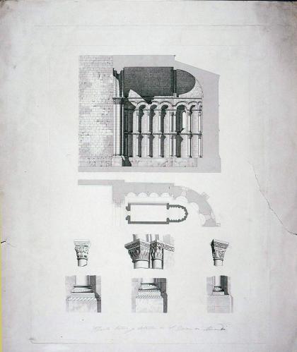 Planta, testero y detalle de S. Juan de Amandi 