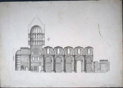 Sección longitudinal [de la] catedral vieja [de] Salamanca 