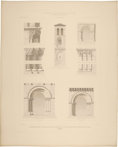 Oviedo. Portadas, torre y detalles de las Iglesias de Santa Clara, San Juan y Nuestra Señora de la Vega