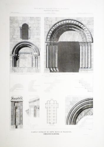 Oviedo. Villaviciosa. Planta y detalles de Santa María de Valdediós