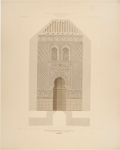 Granada. Sección transversal de la Mezquita, en los Reales Alcázares de la Alhambra