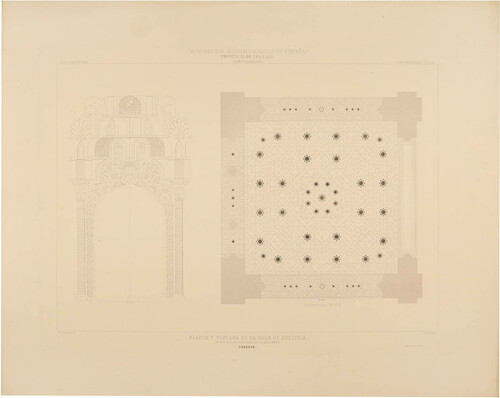 Granada. Planta y ventana de la Sala de Justicia, en los Reales alcázares de la Alhambra