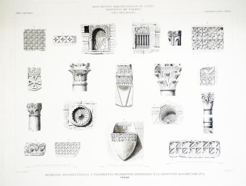 Toledo. Miembros arquitectónicos y fragmentos decorativos anteriores a la irrupción mahometana Nº II