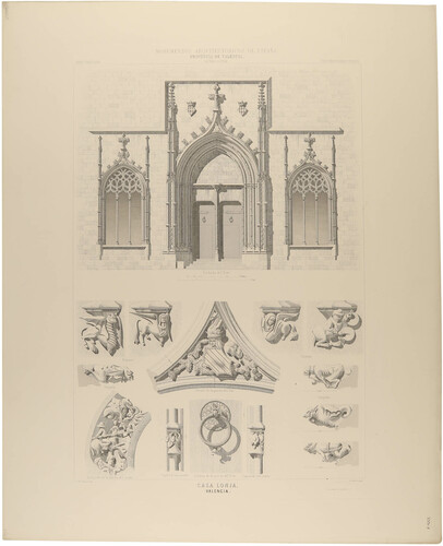 Valencia. Casa Lonja [Detalles de la fachada Este y puerta del Sur]
