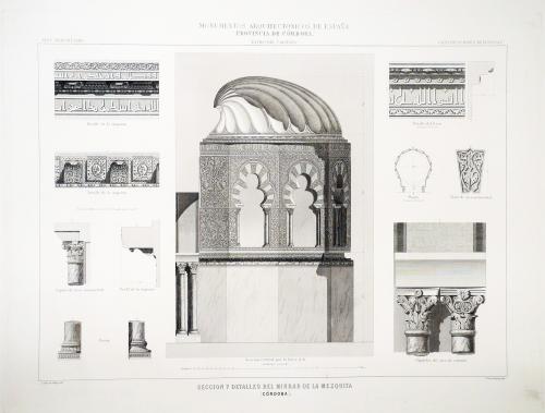 Córdoba. Sección y detalles del Mihrab de la Mezquita