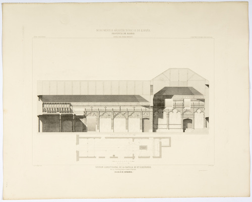 Madrid. Alcalá de Henares. Sección longitudinal de la Capilla de San Ildefonso de la Universidad Complutense 