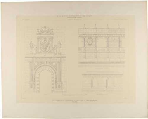 Toledo. Detalles de la fachada del norte en el Real Alcázar