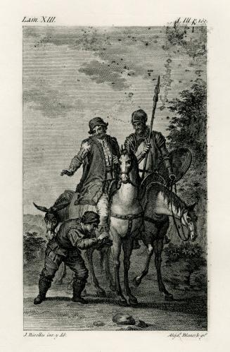 [Don Quijote se encuentra con el Caballero del Verde Gabán]