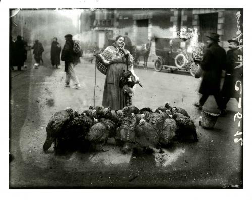 Vendedora de pavos en la plaza Santa Cruz (Madrid)