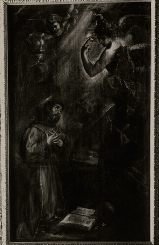  Trascoro de la Catedral de Burgos. San Francisco de Asis y el ángel con la <i>ampulla</i>