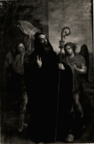 San Benito Abad con dos ángeles