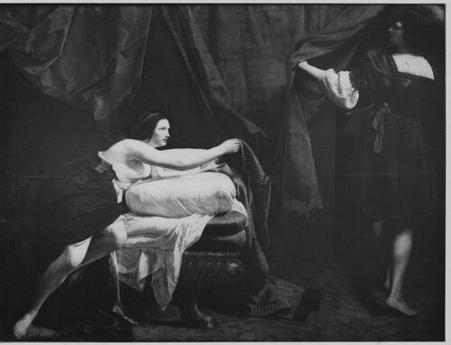 José y la esposa de Potifar pintura de Orazio Gentileschi
