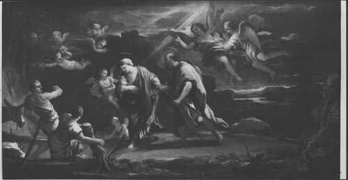 Huida a Egipto pintura de Lucas Jordán