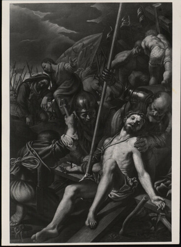 Jesús es clavado en La Cruz pintura de Vicenzo Campi