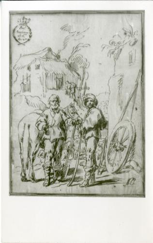 Estudio de dos campesinos con aperos y un caballo (Antonio del Castillo y Saavedra)