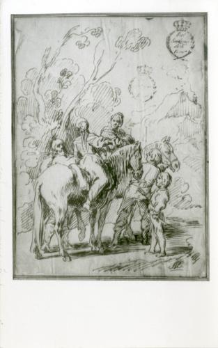 Estudio de hombres, mujeres a caballo y niño campesinos (Antonio del Castillo y Saavedra)