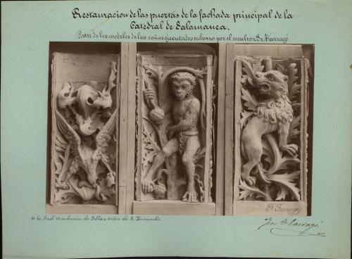 Piezas en barro para la restauración de las puertas en la fachada de la catedral de Salamanca