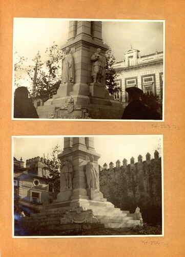 Detalle del monumento a la Inmaculada Concepción en la plaza del Triunfo. Sevilla