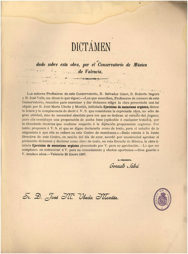 Ejercicios de mecanismo orgánico de gran utilidad para cuantos se dediquen al estudio del órgano y del armonium, ob. 98 / por J. Mª Ubeda M.