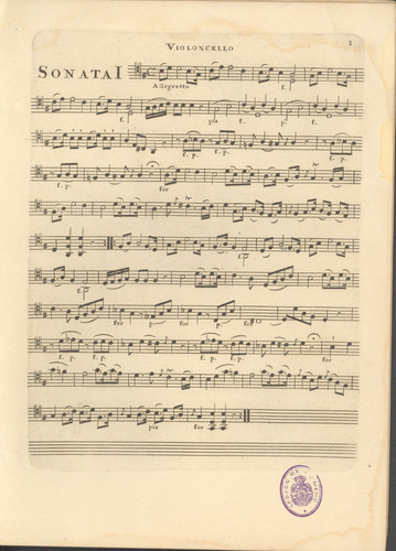 Six sonatas for the harpsichord, with accompanyment for a violin and violoncello obligatto, op. 1 / composed by Theodor Schmid.