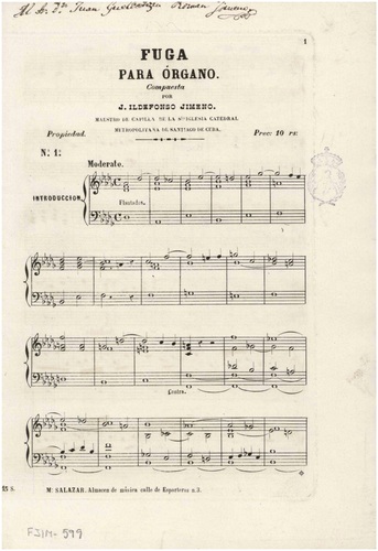 Fuga para órgano, nº 1 / compuesta por J. Ildefonso Jimeno.