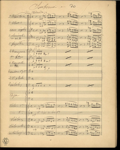 Sinfonía en do para gran orquesta [Música manuscrita] / R. Arenal.