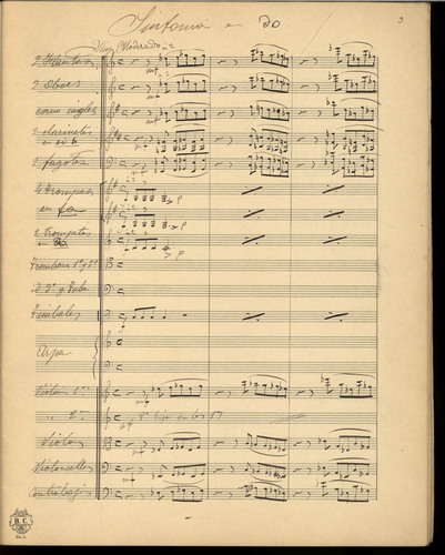 Sinfonía en do para gran orquesta [Música manuscrita] / R. Arenal.