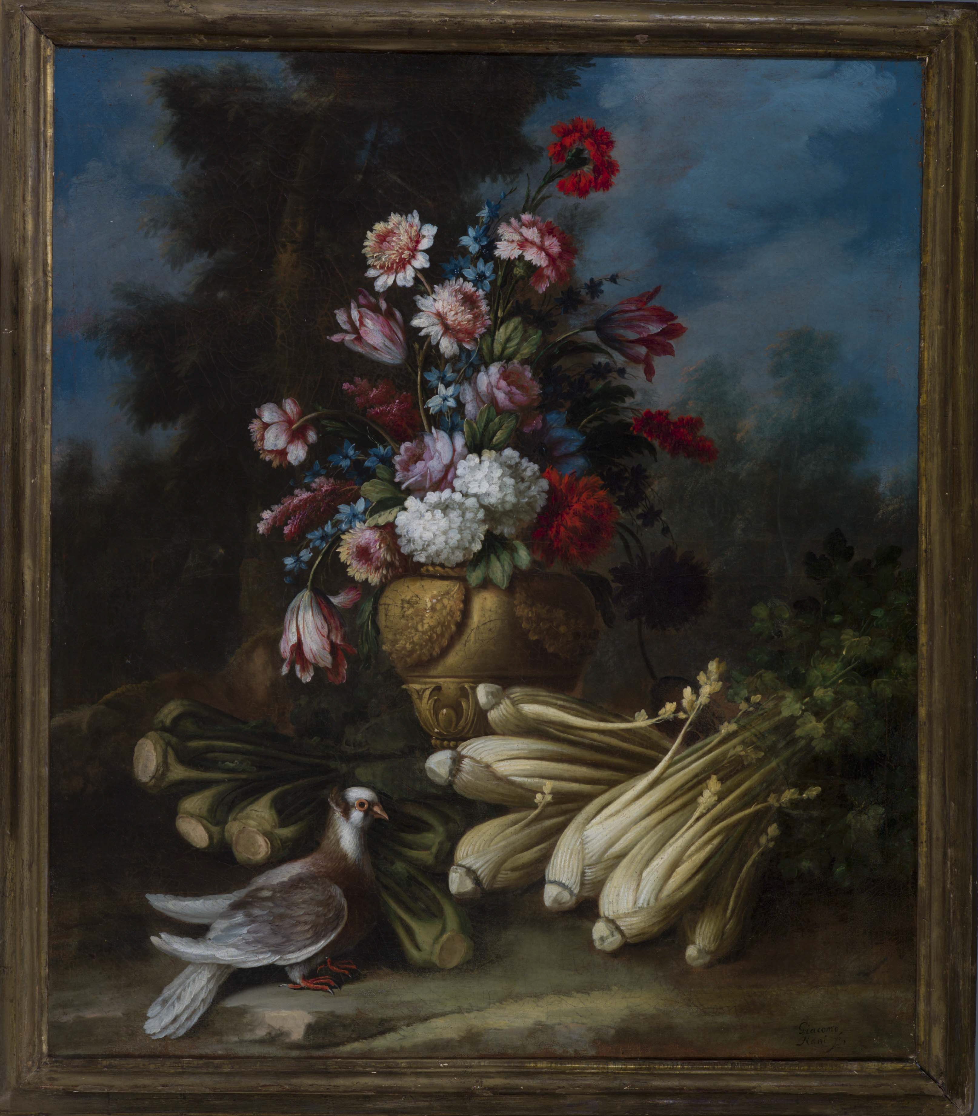 Nani, Giacomo - Flores y hortalizas, con paloma