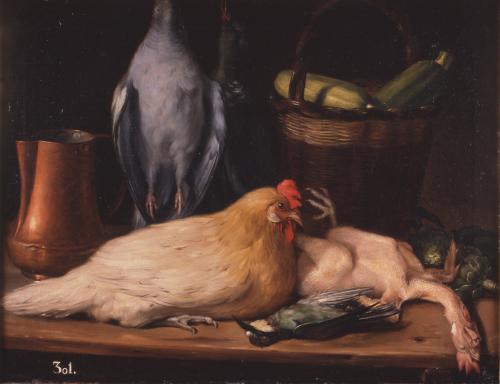 Bodegón de gallinas y cacharros