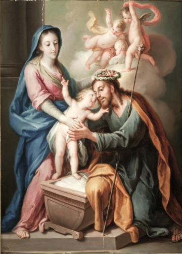 Sagrada Familia con San José coronado por el Niño
