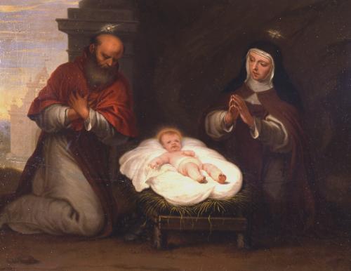 San Jerónimo y Santa Paula adorando al Niño