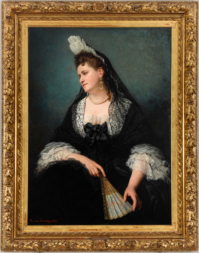 Retrato de Madame Anselma en traje de época de Luis XIV