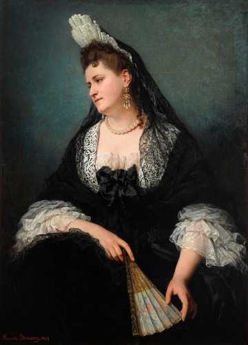 Retrato de Madame Anselma en traje de época de Luis XIV
