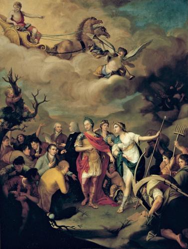 Carlos III entregando las tierras a los colonos de Sierra Morena