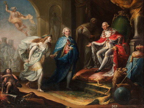 Godoy presentando la Paz a Carlos IV