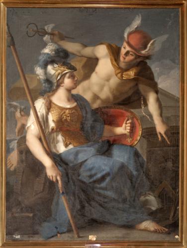 Minerva encargando a Mercurio la protección de las Artes