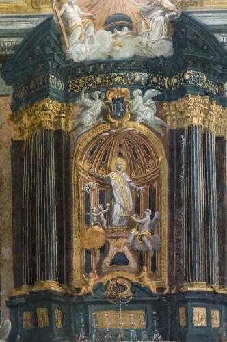 Presentación al público en 1698 de la capilla y el altar de San Ignacio de Loyola, obra de Andrea Pozzo, en el crucero de la Iglesia de “El Gesú” de Roma.