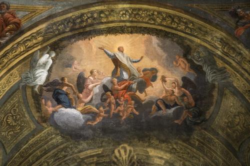 Presentación al público en 1698 de la capilla y el altar de San Ignacio de Loyola, obra de Andrea Pozzo, en el crucero de la Iglesia de El Gesú de Roma.