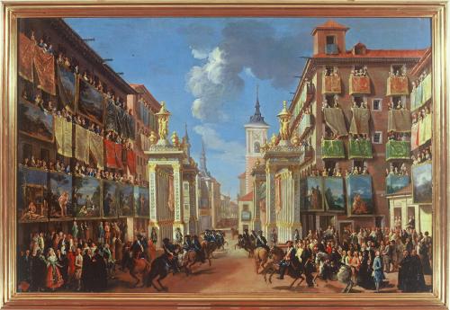 Ornatos de la Calle de las Platerías con motivo de la entrada de Carlos III en Madrid
