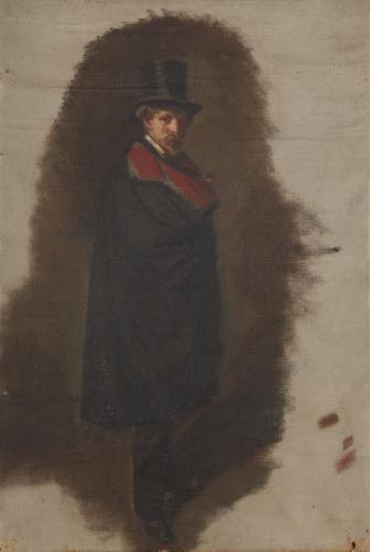 Retrato de caballero con chistera y capa (abocetado)