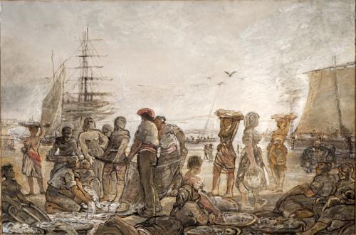 Pescadores en la playa (abocetado)